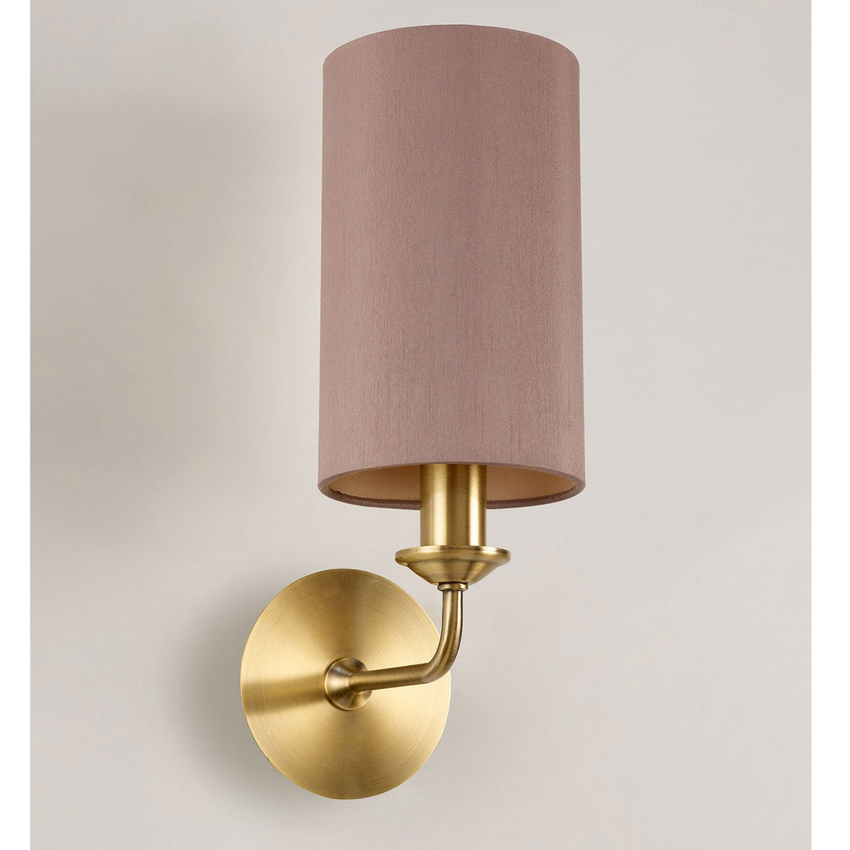 Banyan Wall Light in Antique Brass with Taupe & Halo Gold Shade