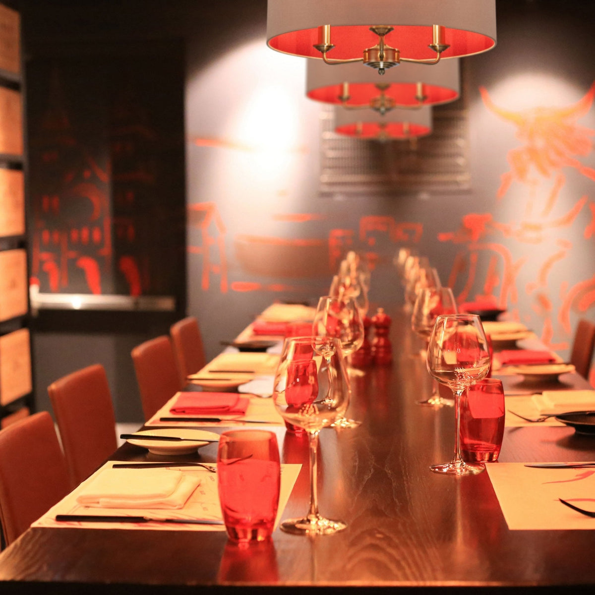 Banyan 50cm 3 Light Pendant in Antique Brass with Antique Gold & Ruby Shade