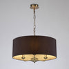 Banyan 50cm 3 Light Pendant in Antique Brass with Black & White Shade