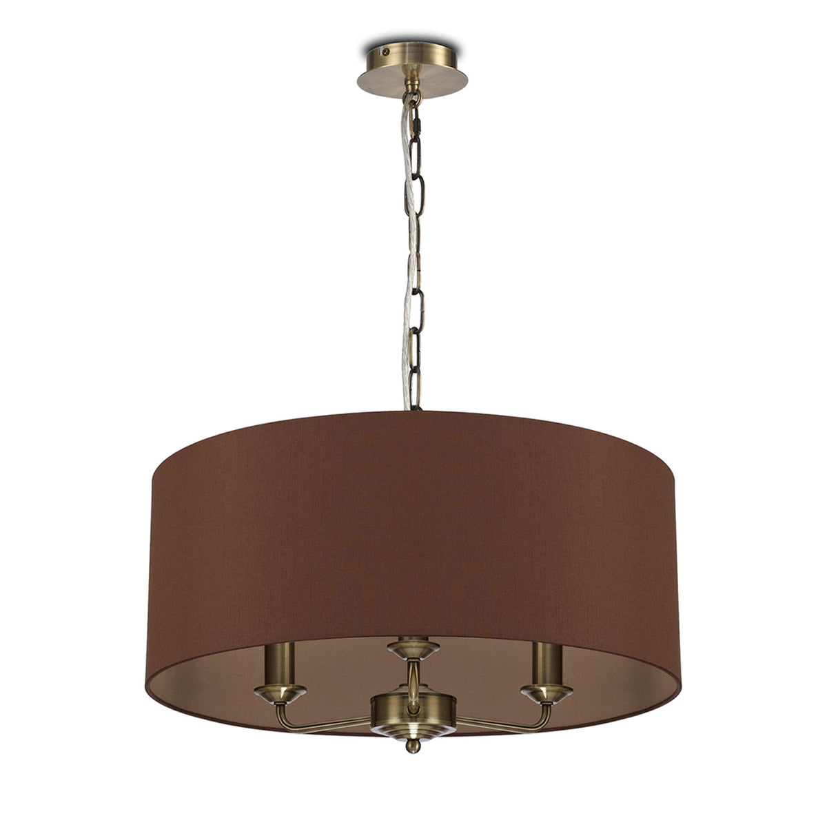 Banyan 50cm 3 Light Pendant in Antique Brass with Raw Cocoa & Grecian Bronze Shade