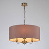 Banyan 50cm 3 Light Pendant in Antique Brass with Taupe & Halo Gold Shade