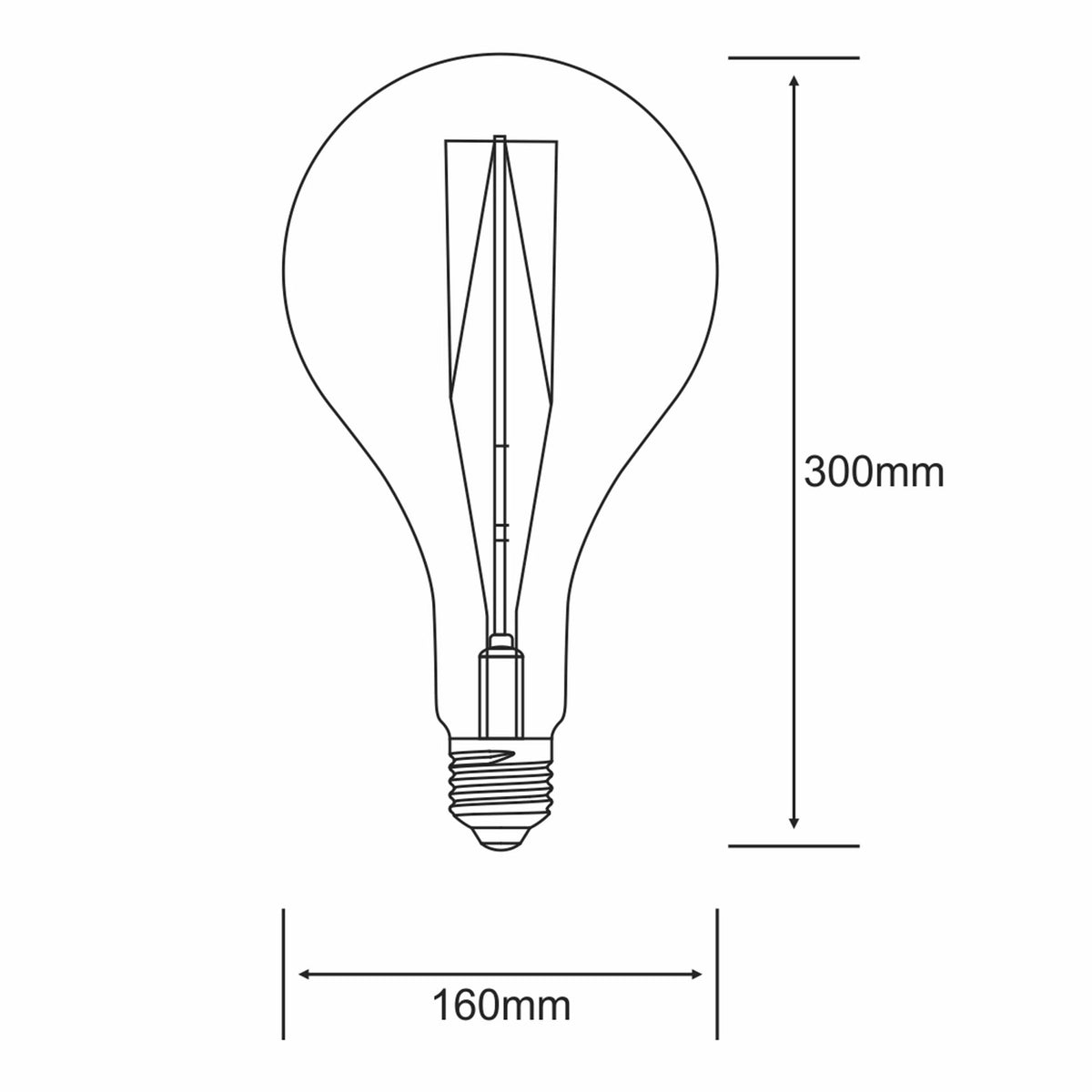 Classic Deco E27 Dimmable Amber LED XL GLS 8W 1800K 630lm