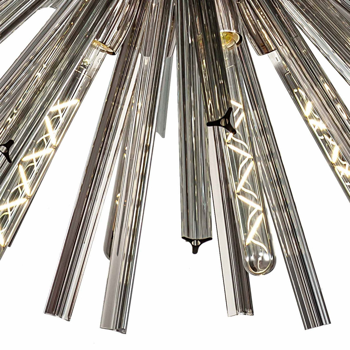 Calverleigh 16 Light Round Pendant in Polished Nickel Finish with Smoked Glass