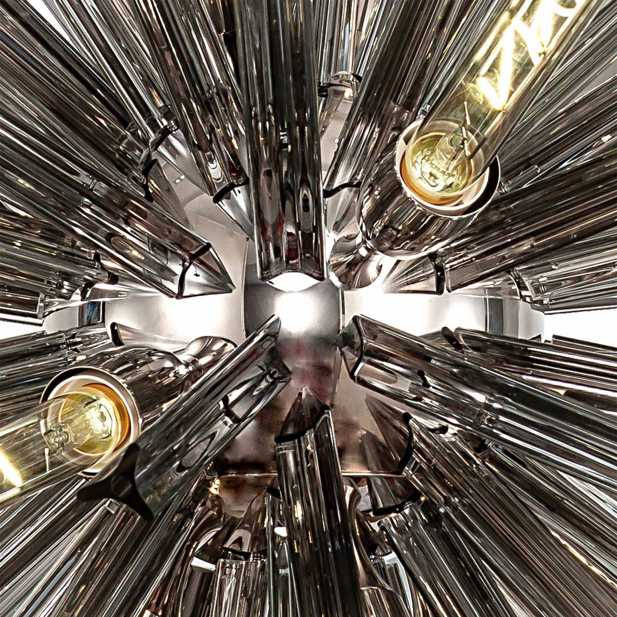 Calverleigh 16 Light Round Pendant in Polished Nickel Finish with Smoked Glass