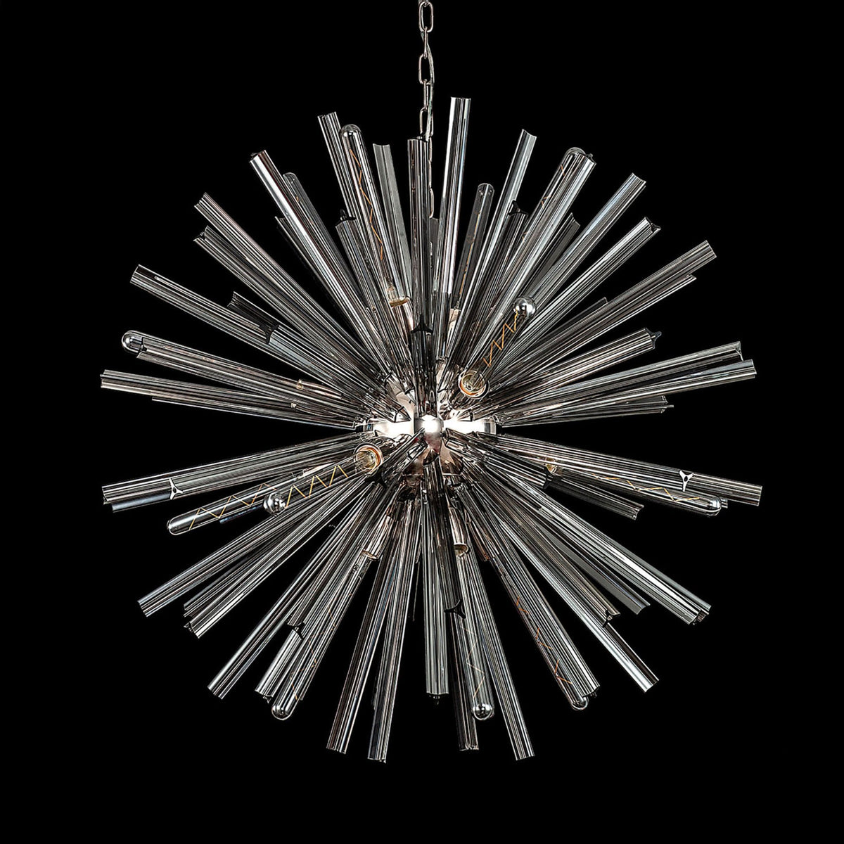Calverleigh 16 Light Round Pendant in Polished Nickel Finish with Smoked Glass