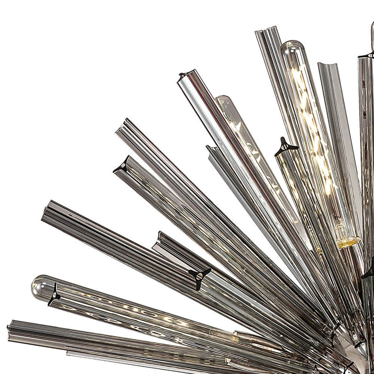 Calverleigh 16 Light Round Pendant in Polished Nickel Finish with Smoked Glass