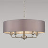 Banyan 60cm 5 Light Pendant in Satin Nickel with Grey Shade