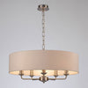 Banyan 60cm 5 Light Pendant in Satin Nickel with Nude Beige & Moonlight Shade