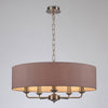 Banyan 60cm 5 Light Pendant in Satin Nickel with Taupe & Halo Gold Shade