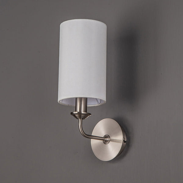 Banyan Wall Light in Satin Nickel with White Shade
