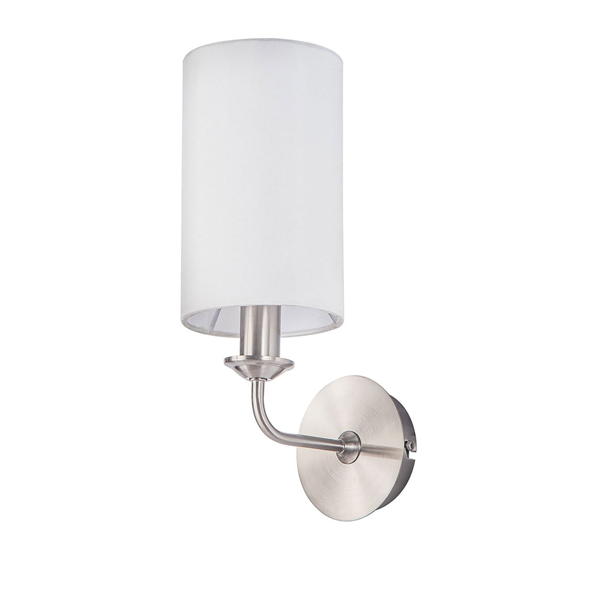 Banyan Wall Light in Satin Nickel with White Shade