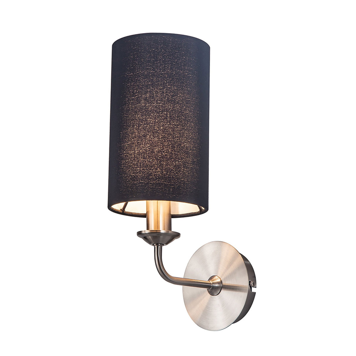 Banyan Wall Light in Satin Nickel with Black Shade