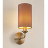 Banyan Wall Light in Satin Nickel with Taupe & Halo Gold Shade