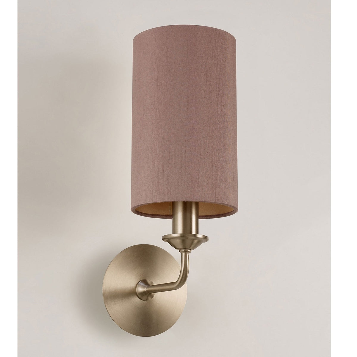 Banyan Wall Light in Satin Nickel with Taupe & Halo Gold Shade