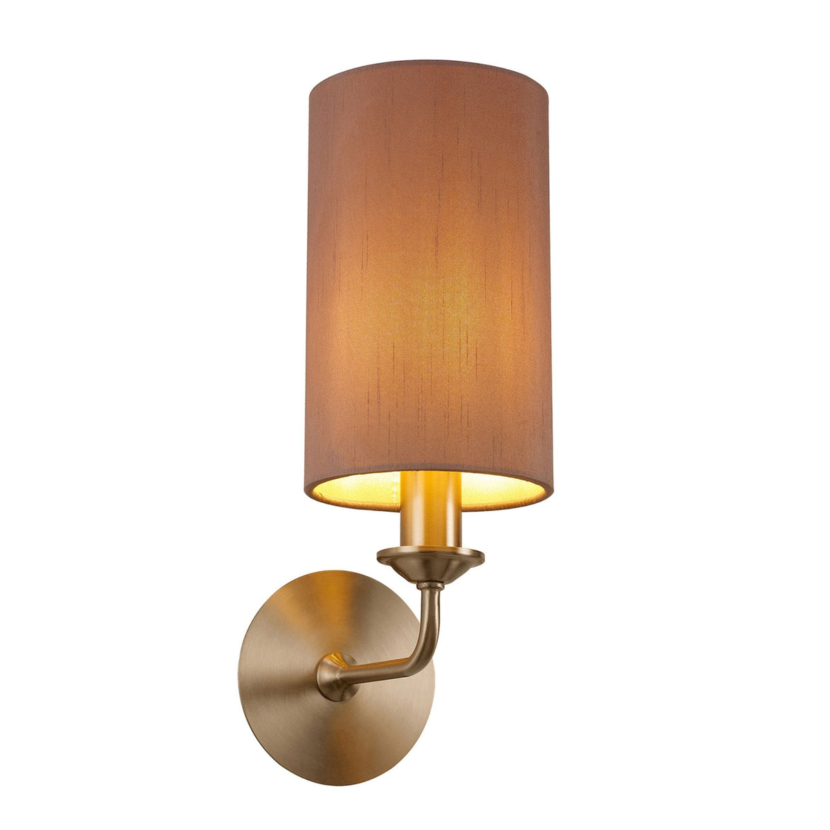 Banyan Wall Light in Satin Nickel with Taupe & Halo Gold Shade