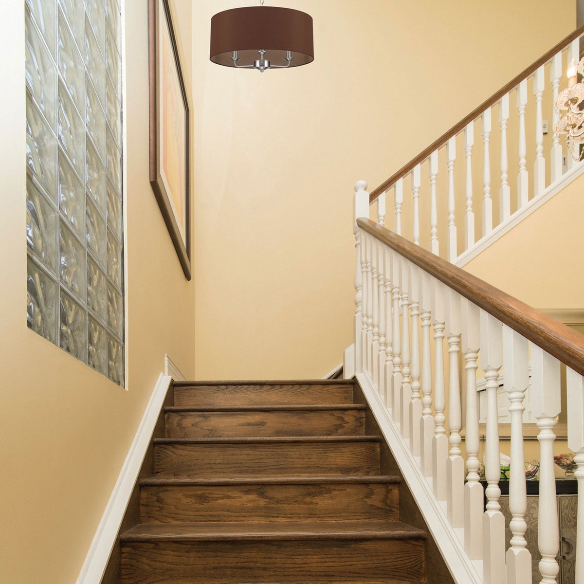Banyan 50cm 3 Light Pendant in Satin Nickel with Raw Cocoa & Grecian Bronze Shade