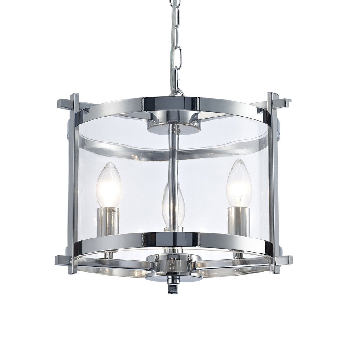 Nolan 3 Light Glass Pendant in Chrome with Clear Glass
