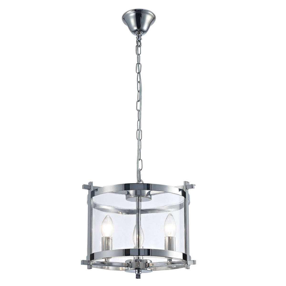 Nolan 3 Light Glass Pendant in Chrome with Clear Glass