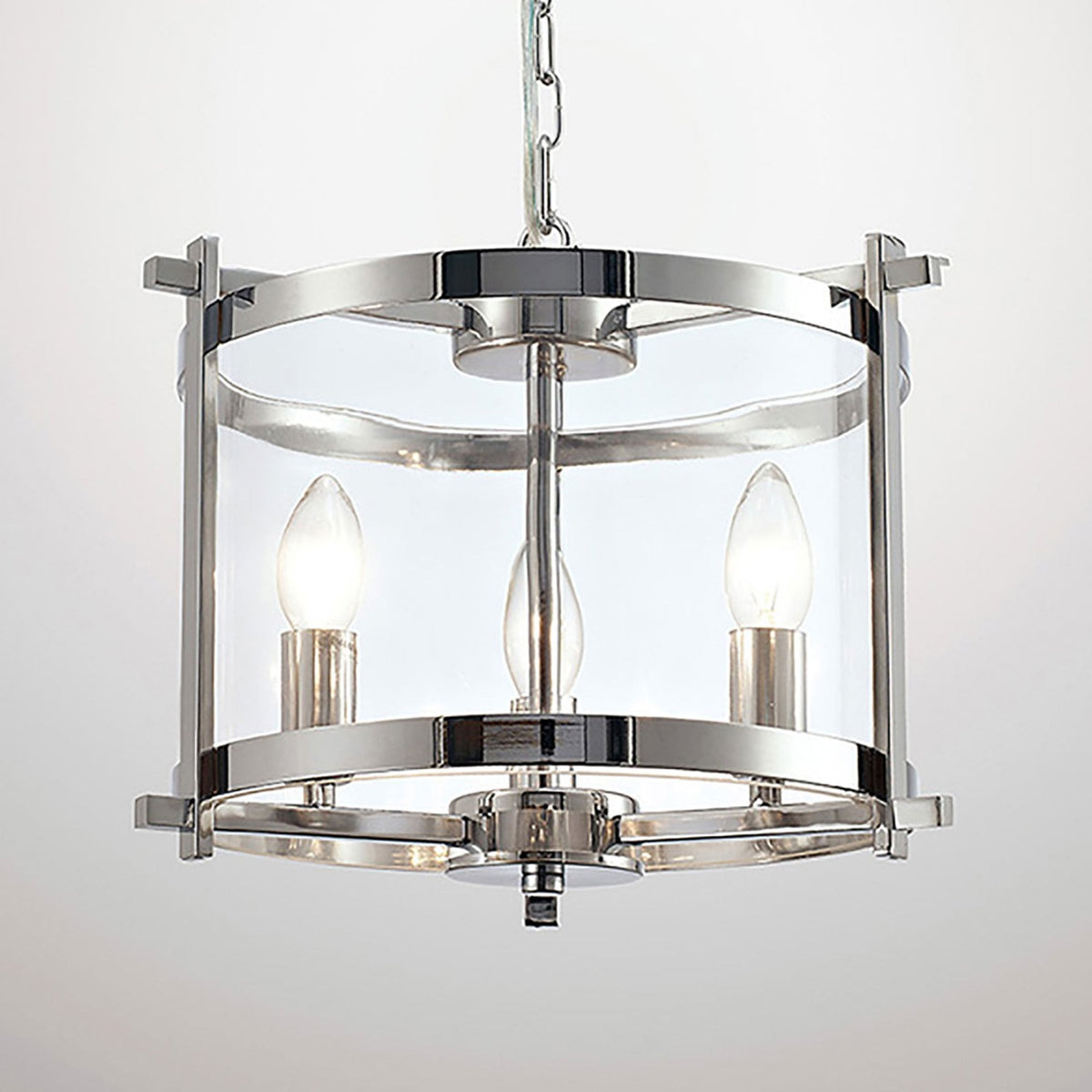 Nolan 3 Light Glass Pendant in Chrome with Clear Glass