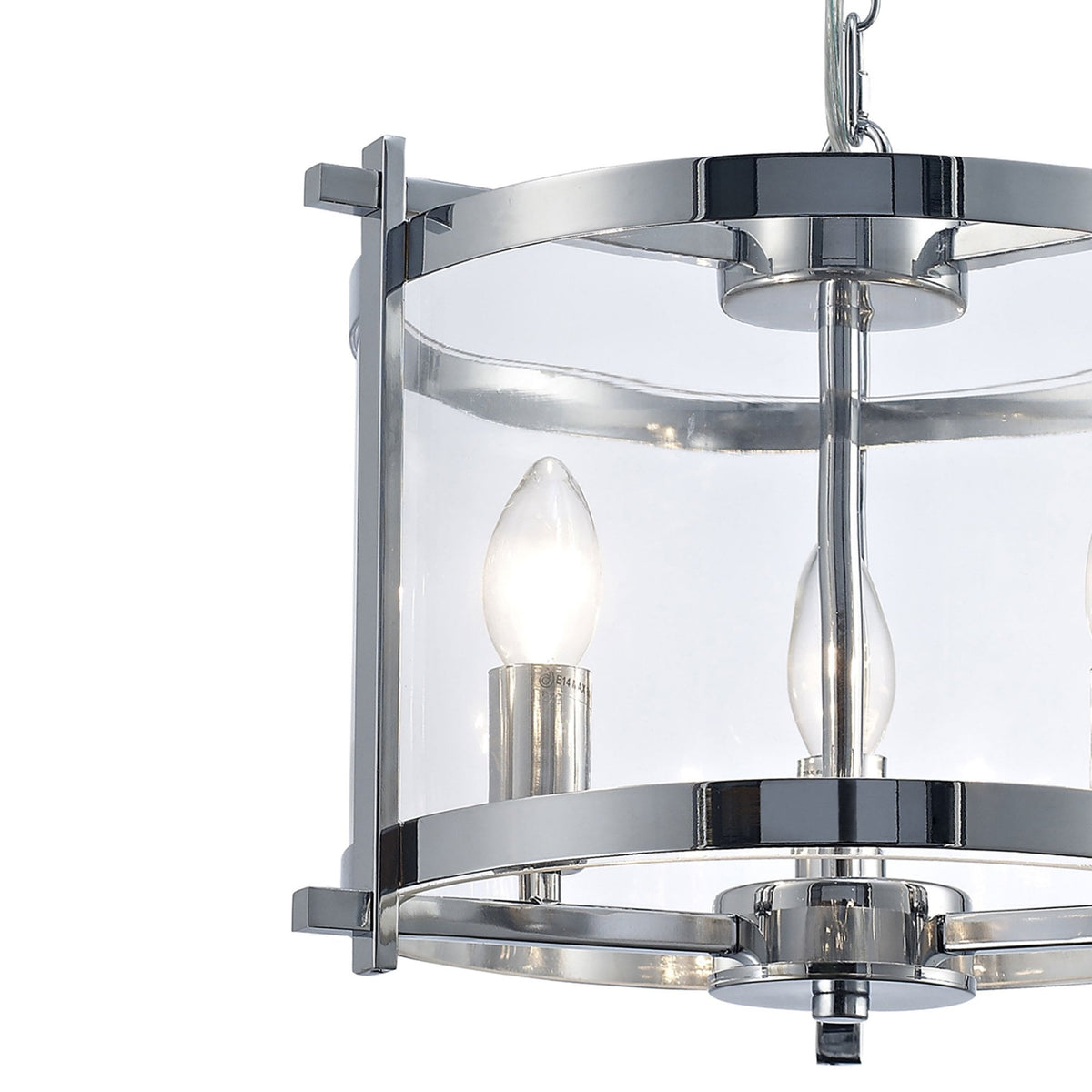 Nolan 3 Light Glass Pendant in Chrome with Clear Glass