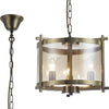 Nolan 3 Light Glass Pendant in Antique Brass with Amber Glass