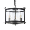 Nolan 3 Light Glass Pendant in Black with Chrome Detail & Clear Glass