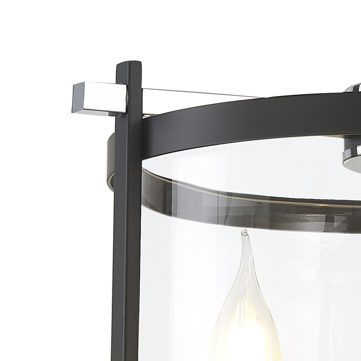 Nolan 3 Light Glass Pendant in Black with Chrome Detail & Clear Glass