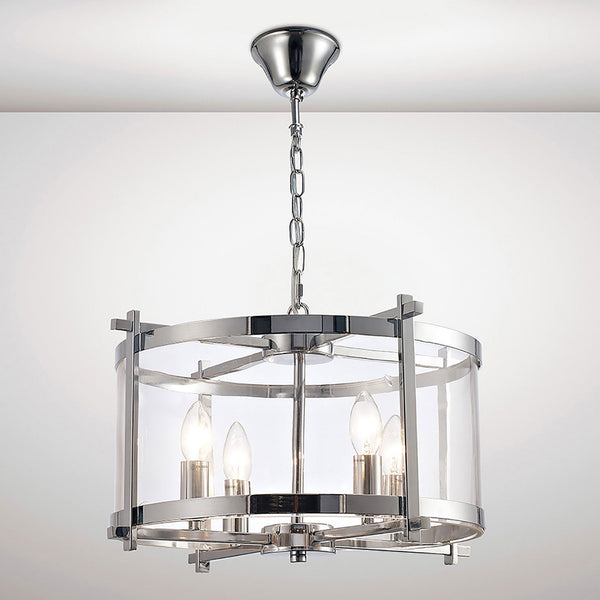 Nolan 4 Light Glass Pendant in Chrome with Clear Glass