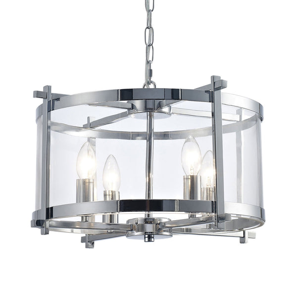 Nolan 4 Light Glass Pendant in Chrome with Clear Glass