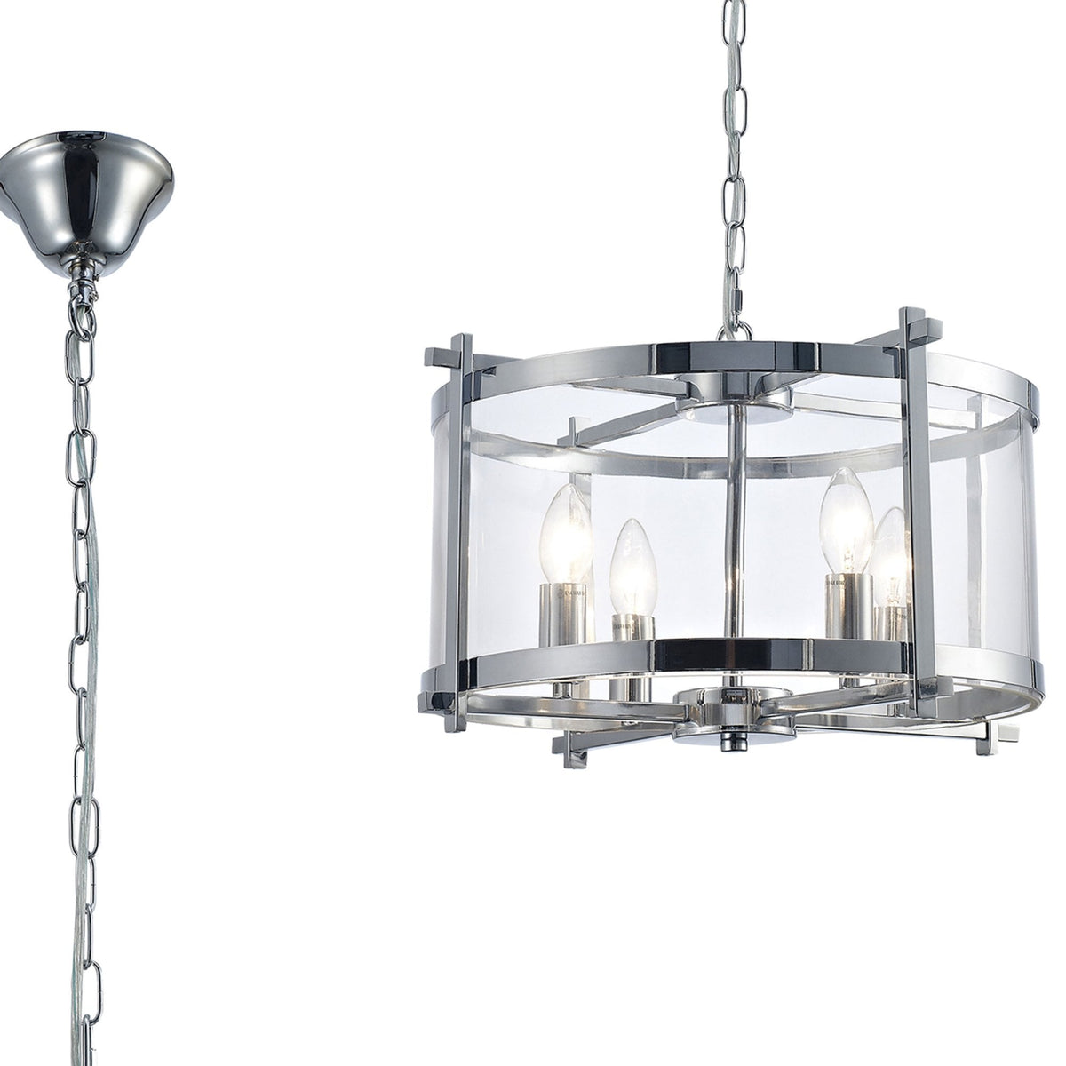 Nolan 4 Light Glass Pendant in Chrome with Clear Glass