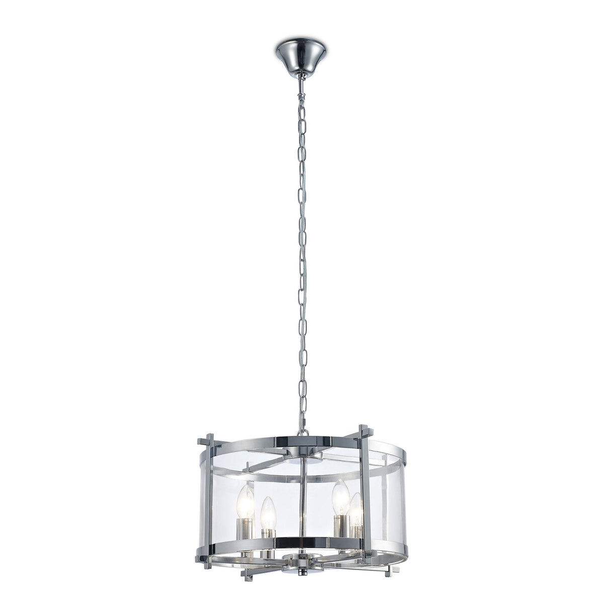 Nolan 4 Light Glass Pendant in Chrome with Clear Glass