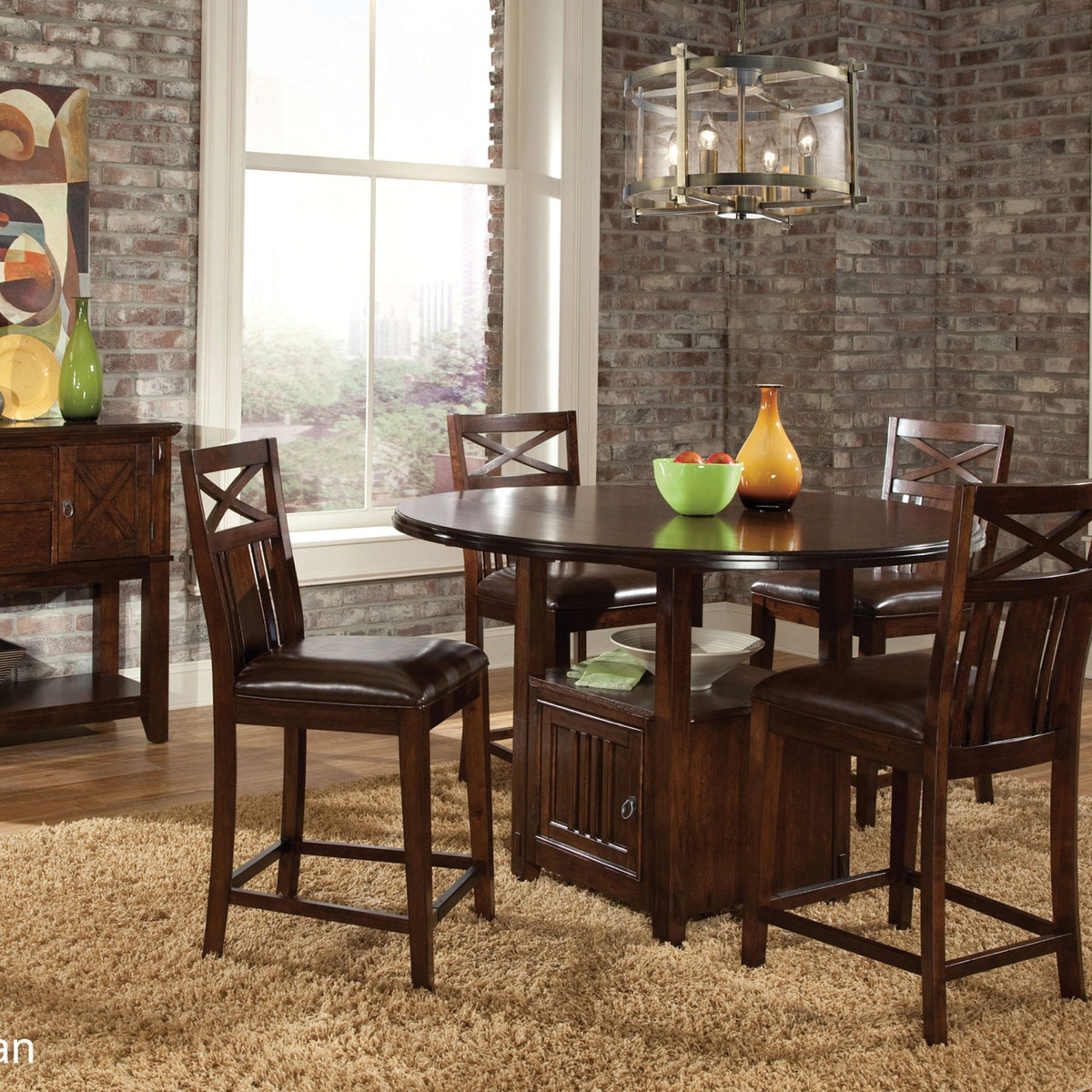 Nolan 4 Light Glass Pendant in Antique Brass with Amber Glass