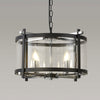 Nolan 4 Light Glass Pendant in Black with Chrome Detail & Clear Glass