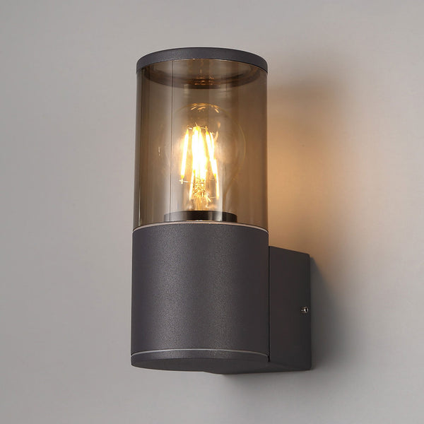 Merrivale IP54 Exterior Wall Light in Anthracite with Smoked Diffuser