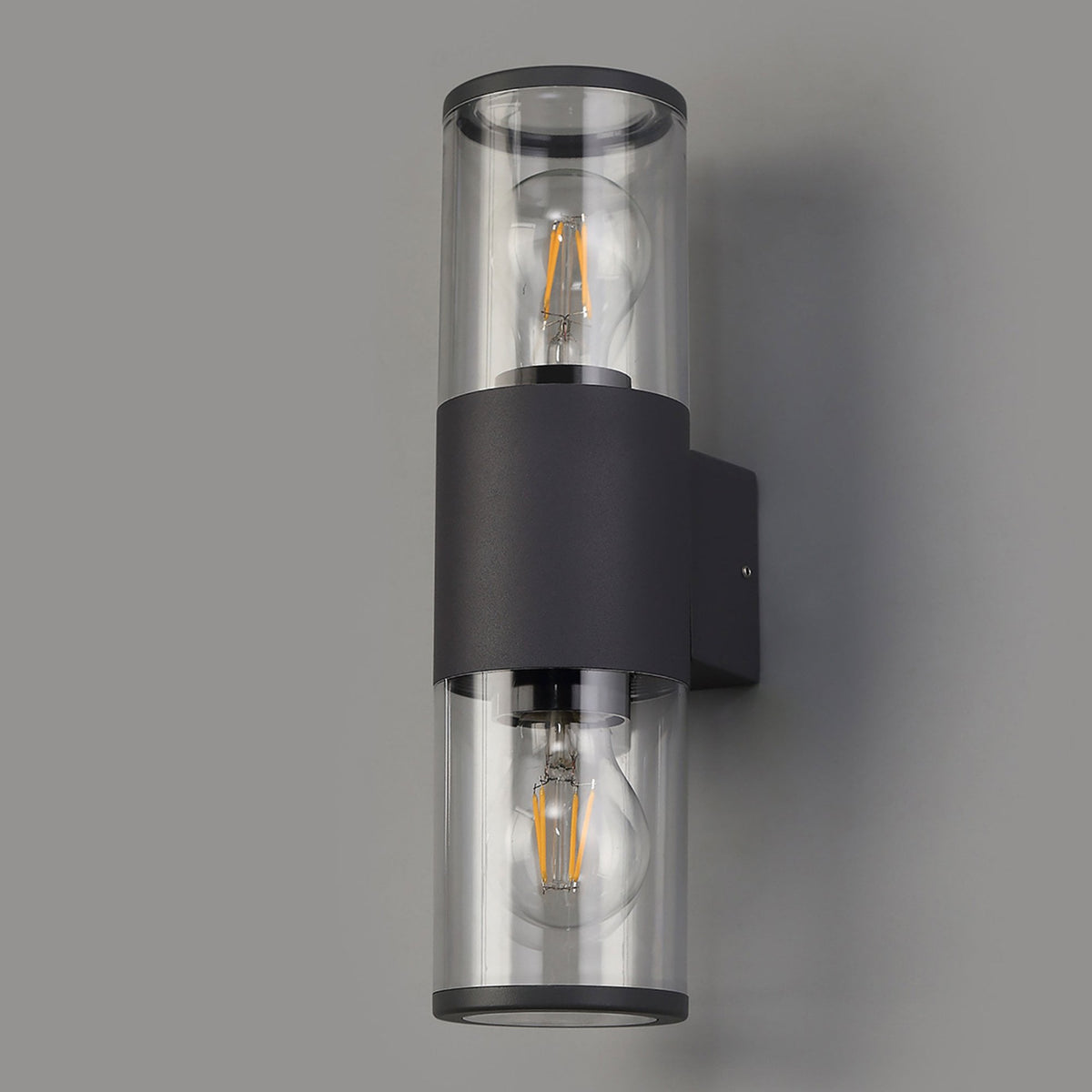 Merrivale IP54 Exterior Up & Down Wall Light in Anthracite with Clear Diffusers