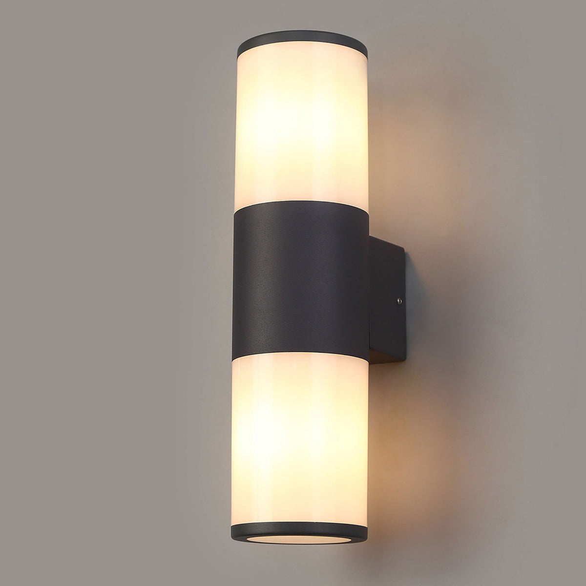 Merrivale IP54 Exterior Up & Down Wall Light in Anthracite with Opal Diffusers