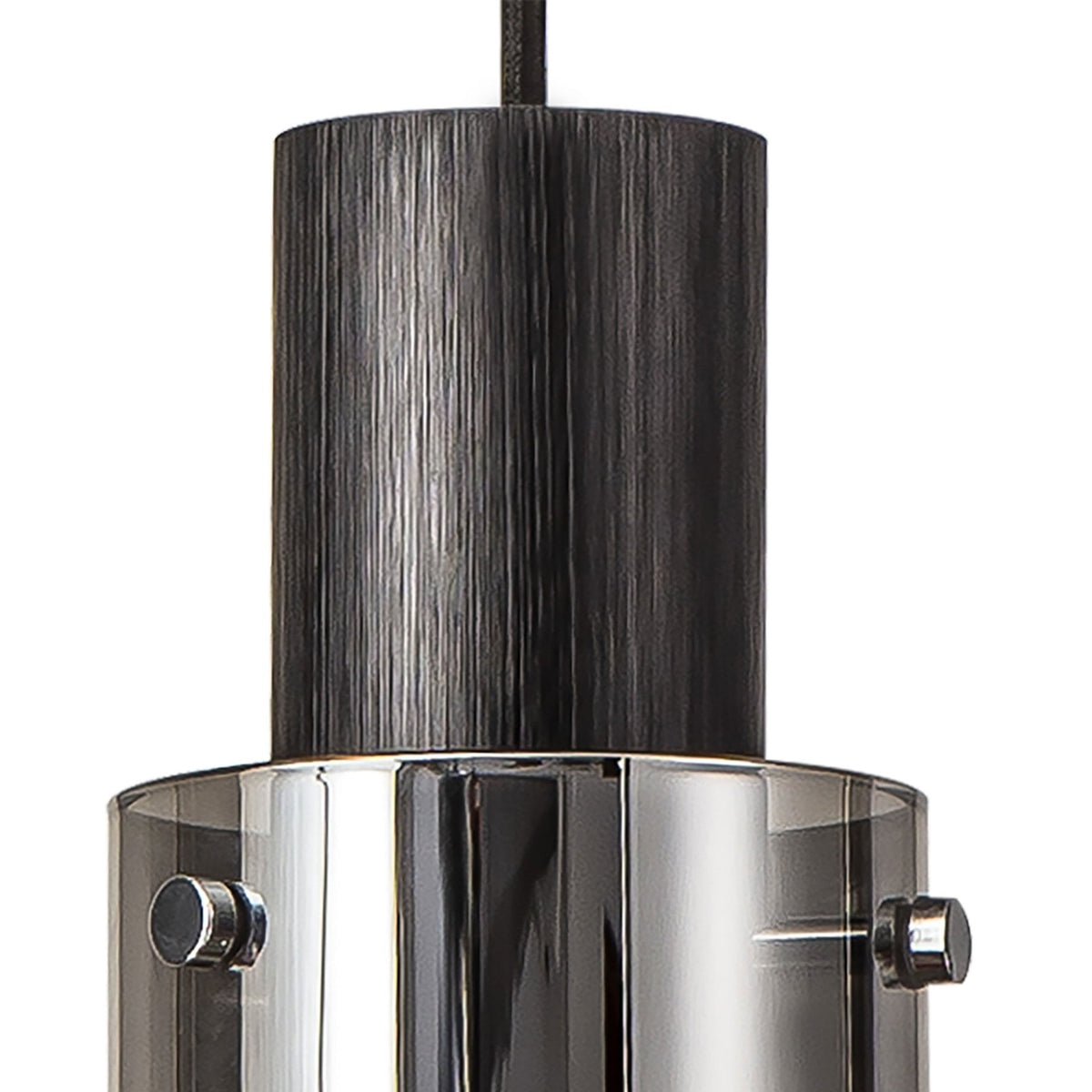 Belstone Slim Single Pendant in Black & Chrome with Smoke Fade Glass
