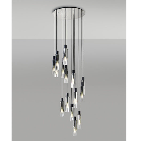 Belstone Slim 15 Drop Pendant in Black & Chrome with Smoke Fade Glass