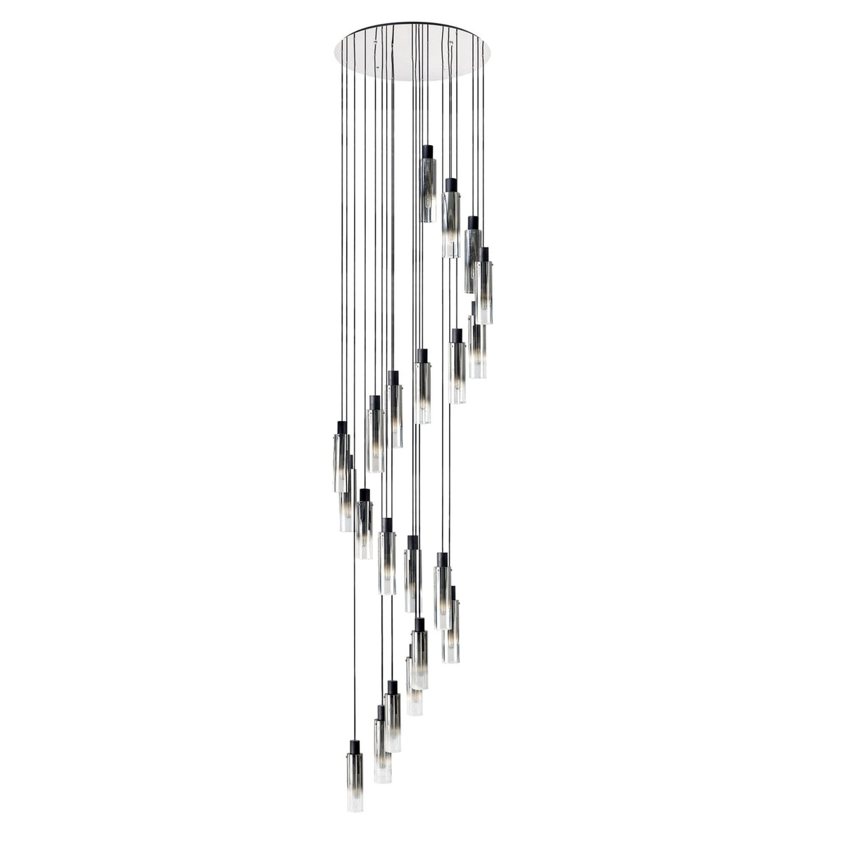 Belstone Slim 21 Drop Pendant in Black & Chrome with Smoke Fade Glass