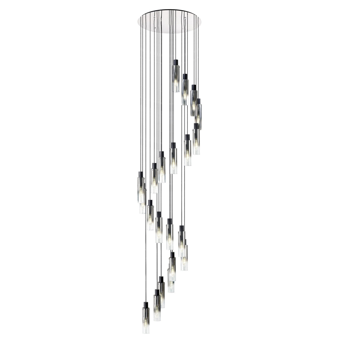 Belstone Slim 21 Drop Pendant in Black & Chrome with Smoke Fade Glass