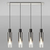 Belstone Slim 4 Drop Linear Pendant in Black & Chrome with Smoke Fade Glass
