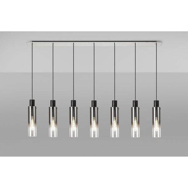 Belstone Slim 7 Drop Linear Pendant in Black & Chrome with Smoke Fade Glass