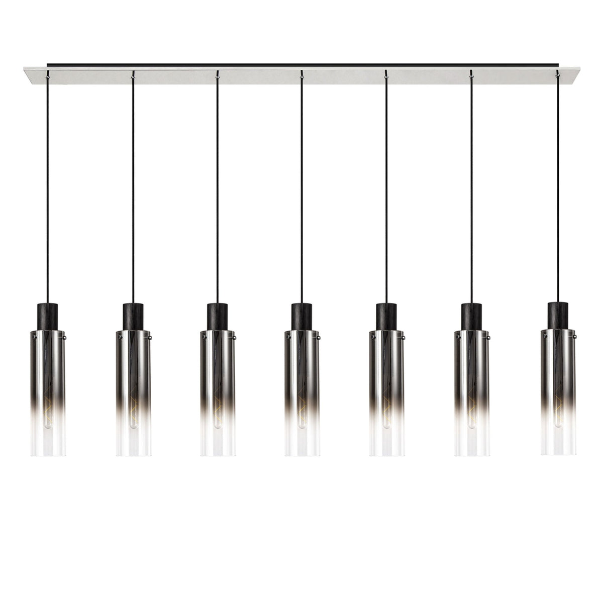 Belstone Slim 7 Drop Linear Pendant in Black & Chrome with Smoke Fade Glass