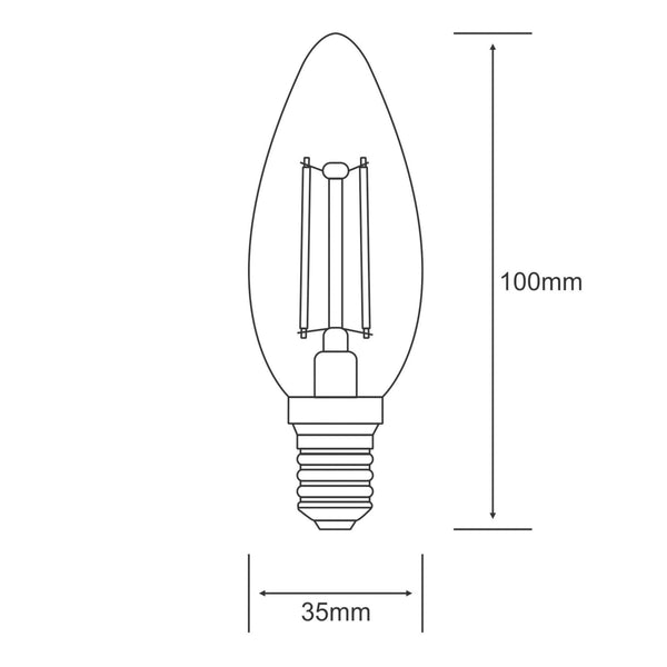 Classic E14 Warm White LED Candle 2W 2700K 250lm