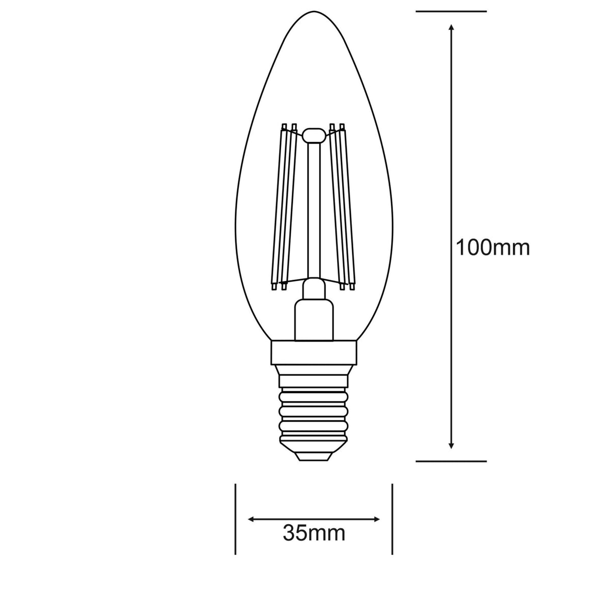 Classic E14 Dimmable Clear LED Candle 4W 3000K 470lm