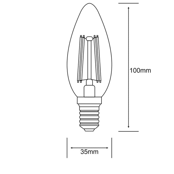 Classic E14 Dimmable Clear LED Candle 4W 3000K 470lm