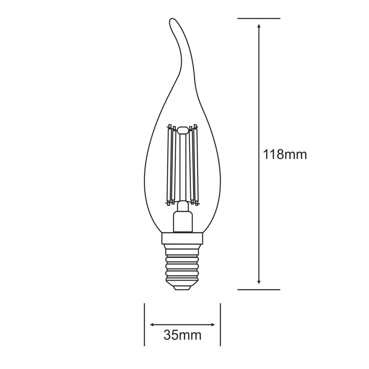 Classic E14 Warm White LED Candle Tip 4W 2700K 400lm