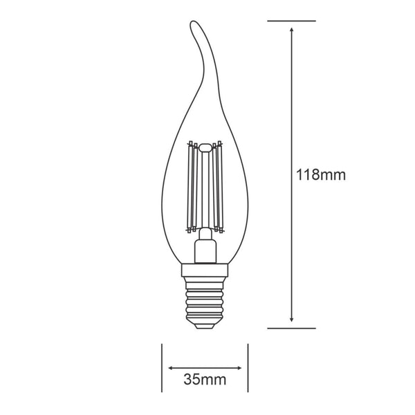 Classic E14 Dimmable Warm White LED Candle Tip 4W 2700K 400lm