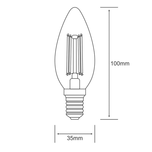 Vintage E14 Amber LED Candle 4W 2200K 330lm