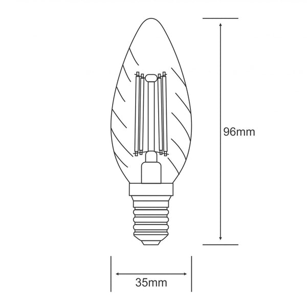 Vintage E14 Amber Extra Warm White LED Twisted Candle 4W 2200K 330lm